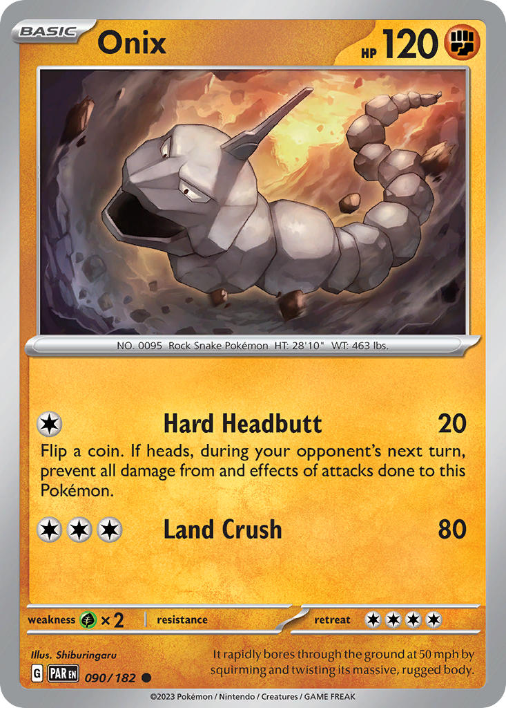 (090/182) Pokemon TCG Paradox Rift Single: Onix Reverse Holo Common