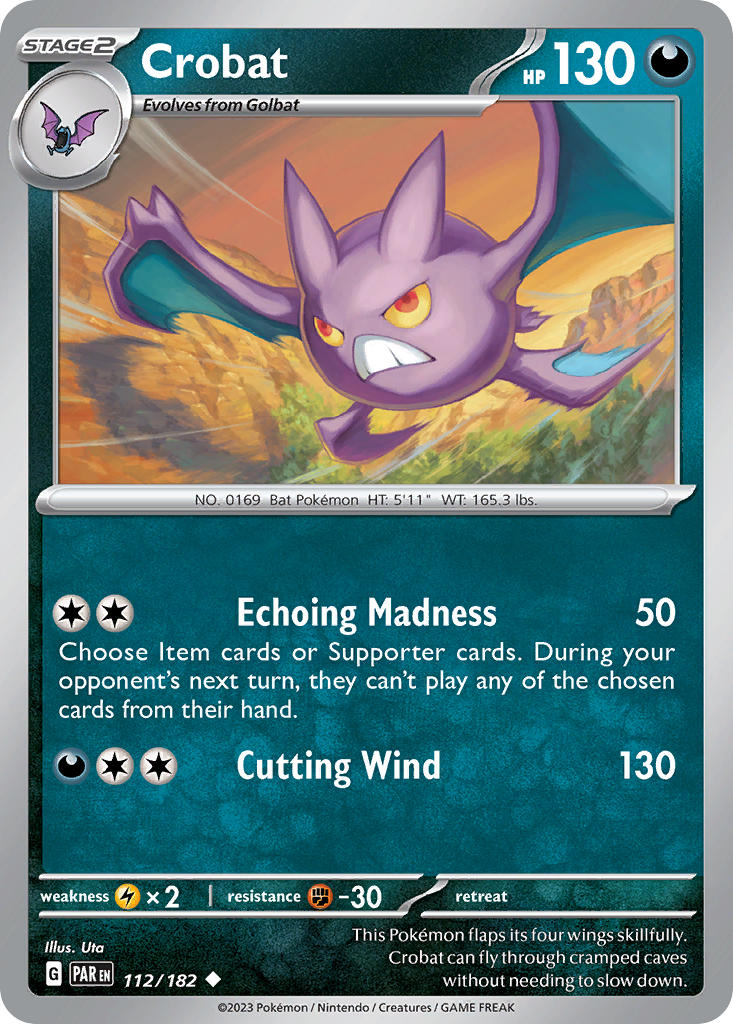 (112/182) Pokemon TCG Paradox Rift Single: Crobat Reverse Holo Uncommon