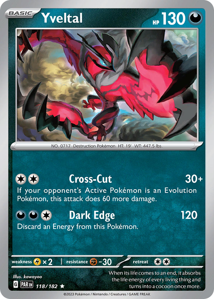 (118/182) Pokemon TCG Paradox Rift Single: Yveltal Rare