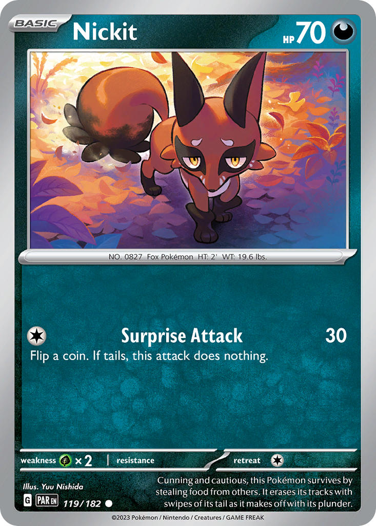 (119/182) Pokemon TCG Paradox Rift Single: Nickit Common