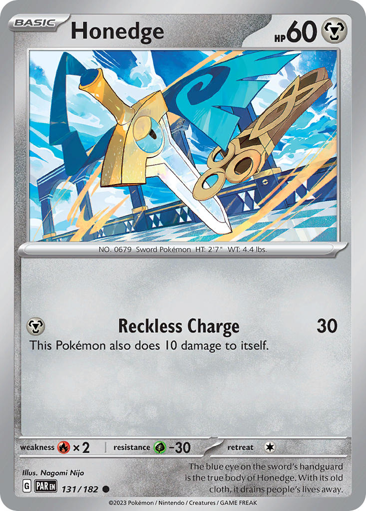 (131/182) Pokemon TCG Paradox Rift Single: Honedge Reverse Holo Common
