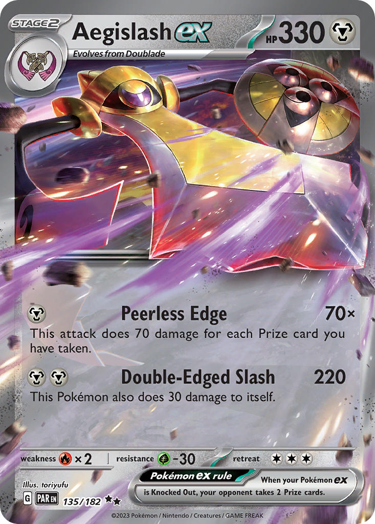 (135/182) Pokemon TCG Paradox Rift Single: Aegislash ex Double Rare