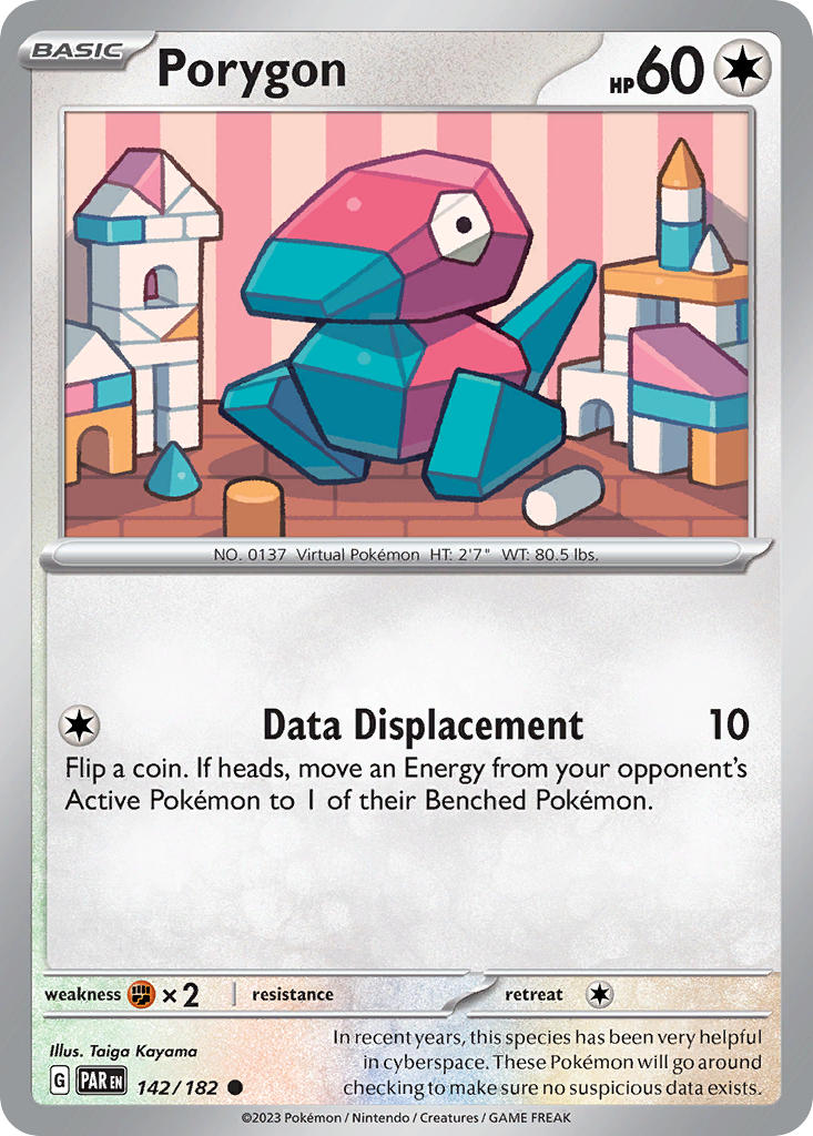 (142/182) Pokemon TCG Paradox Rift Single: Porygon Common