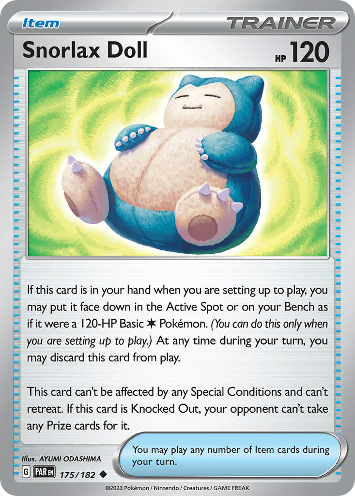 (175/182) Pokemon TCG Paradox Rift Single: Snorlax Doll Reverse Holo Uncommon