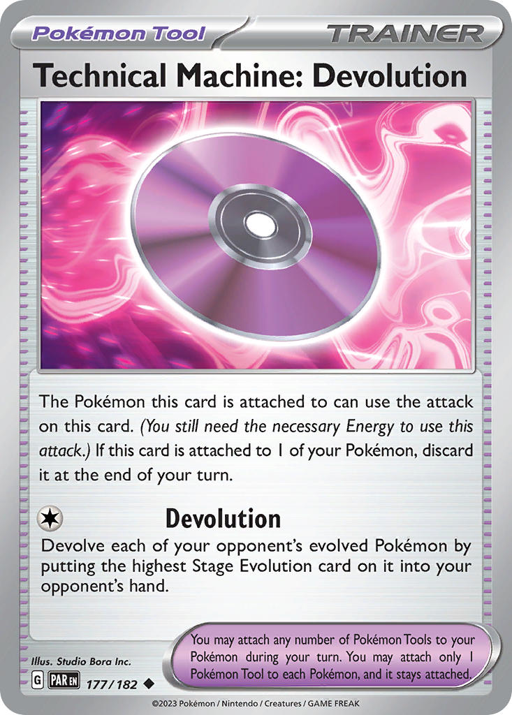 (177/182) Pokemon TCG Paradox Rift Single: Technical Machine: Devolution Reverse Holo Uncommon