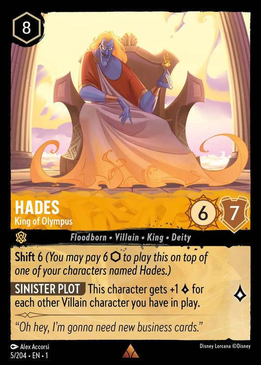 (005) Lorcana The First Chapter Single: Hades - King of Olympus (V.1)  Holo Rare