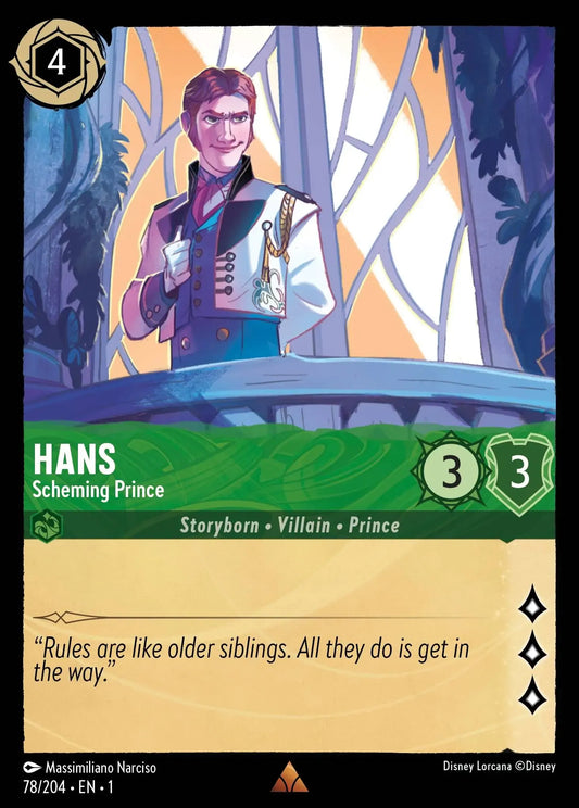 (078) Lorcana The First Chapter Single: Hans - Scheming Prince  Holo Rare