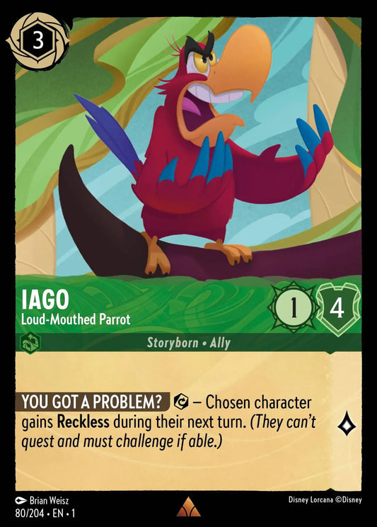 (080) Lorcana The First Chapter Single: Iago - Loud-Mouthed Parrot  Holo Rare