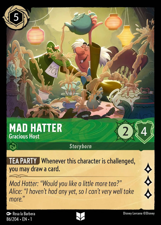 (086) Lorcana The First Chapter Single: Mad Hatter - Gracious Host  Holo Uncommon