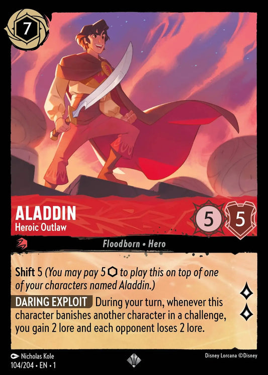 (104) Lorcana The First Chapter Single: Aladdin - Heroic Outlaw (V.1)  Super Rare