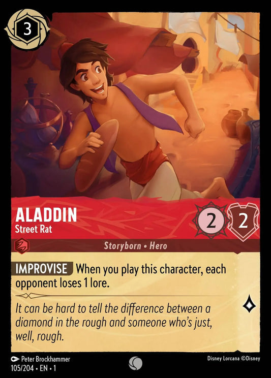 (105) Lorcana The First Chapter Single: Aladdin - Street Rat  Holo Common