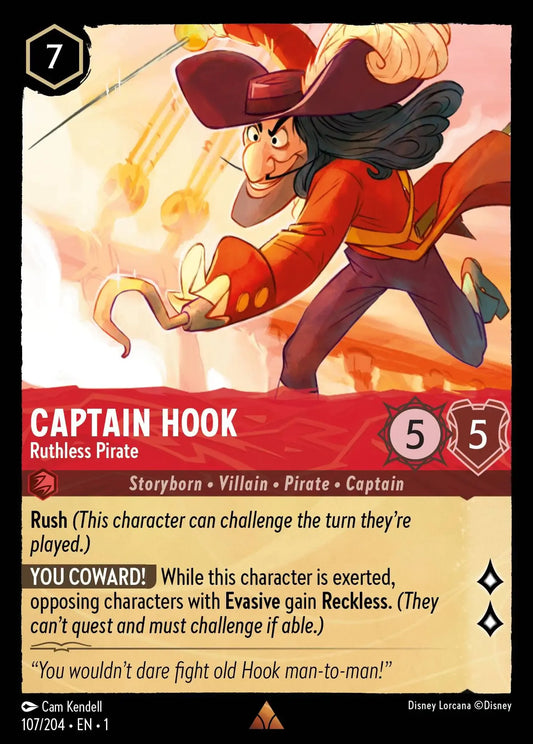 (107) Lorcana The First Chapter Single: Captain Hook - Ruthless Pirate  Rare