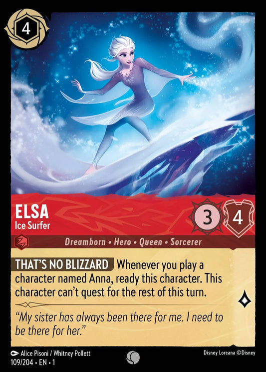 (109) Lorcana The First Chapter Single: Elsa - Ice Surfer  Holo Common