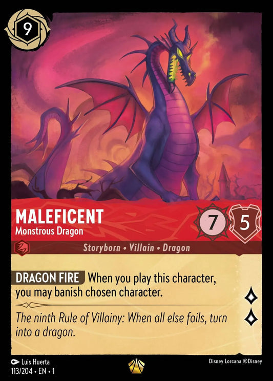 (113) Lorcana The First Chapter Single: Maleficent - Monstrous Dragon  Holo Legendary