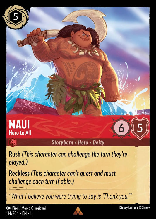 (114) Lorcana The First Chapter Single: Maui - Hero to All (V.1)  Rare