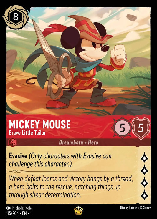(115) Lorcana The First Chapter Single: Mickey Mouse - Brave Little Tailor  Holo Legendary