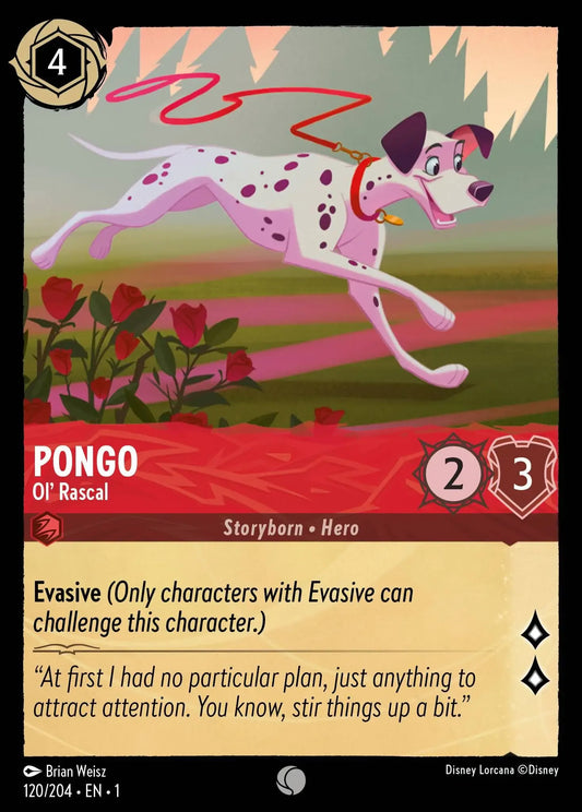 (120) Lorcana The First Chapter Single: Pongo - Ol' Rascal  Holo Common