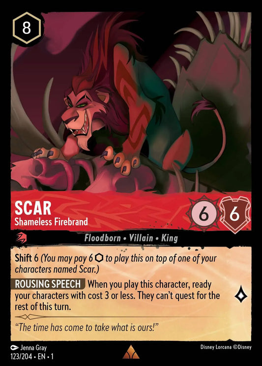 (123) Lorcana The First Chapter Single: Scar - Shameless Firebrand  Holo Rare