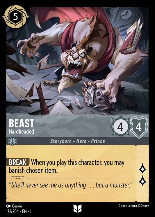 (172) Lorcana The First Chapter Single: Beast - Hardheaded  Holo Uncommon