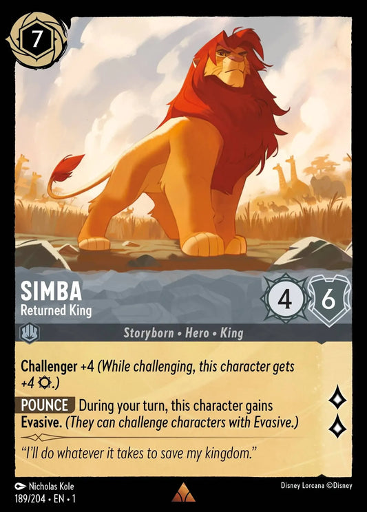 (189) Lorcana The First Chapter Single: Simba - Returned King (V.1)  Holo Rare