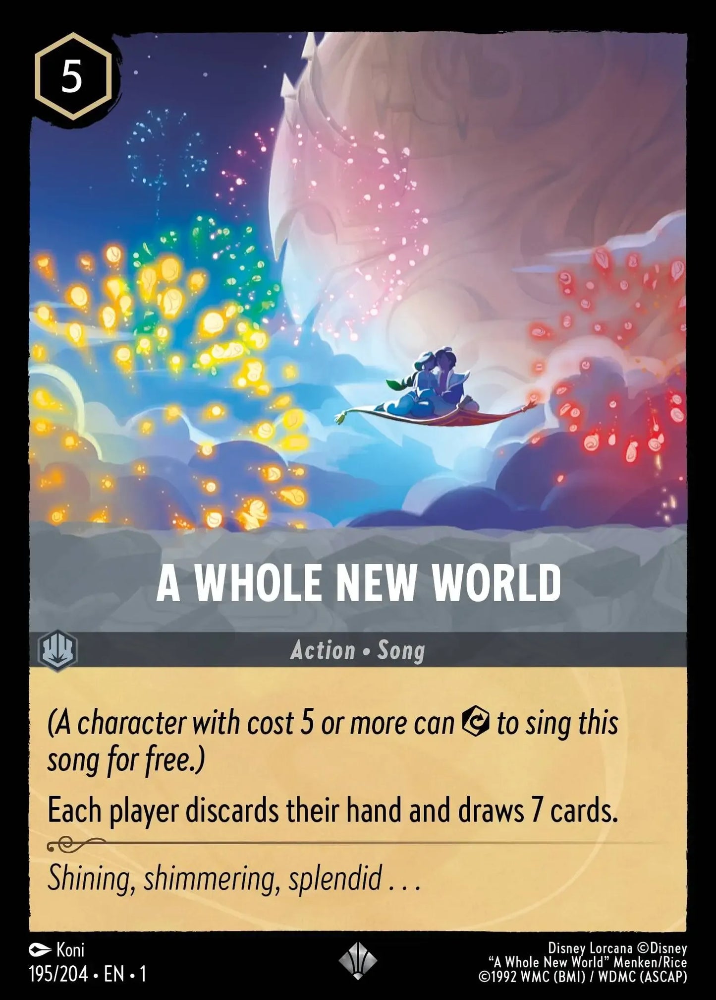 (195) Lorcana The First Chapter Single: A Whole New World  Holo Super Rare