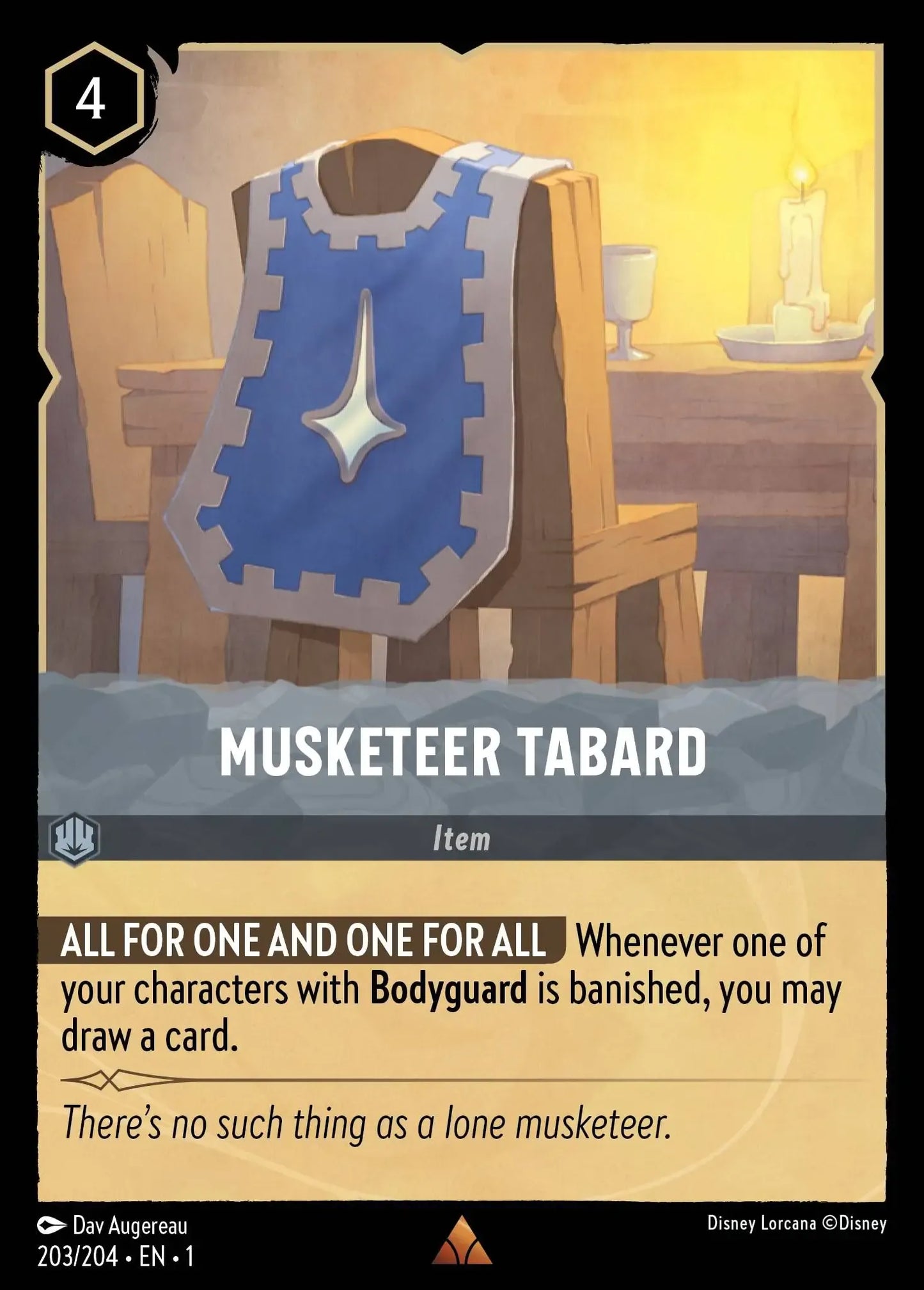 (203) Lorcana The First Chapter Single: Musketeer Tabard  Holo Rare