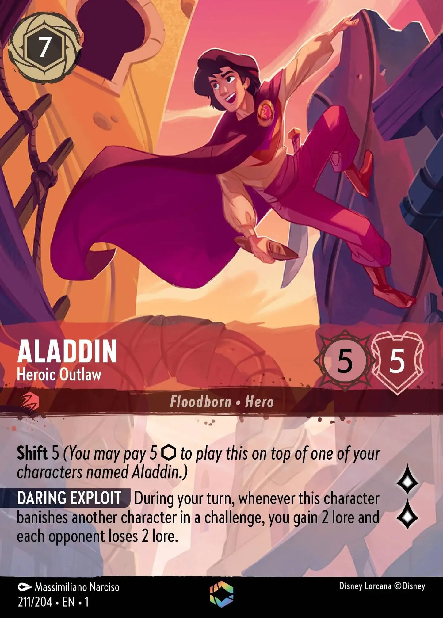 (211) Lorcana The First Chapter Single: Aladdin - Heroic Outlaw (V.2)  Enchanted