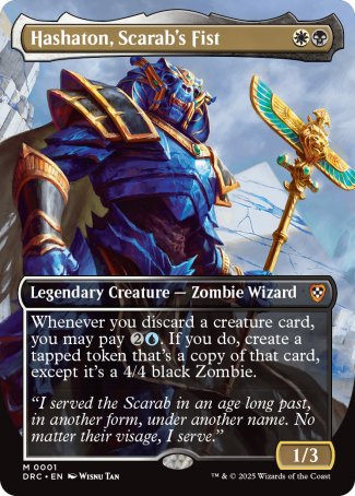 (001) Magic The Gathering Commander: Aetherdrift Single: Hashaton, Scarab's Fist Holo Mythic