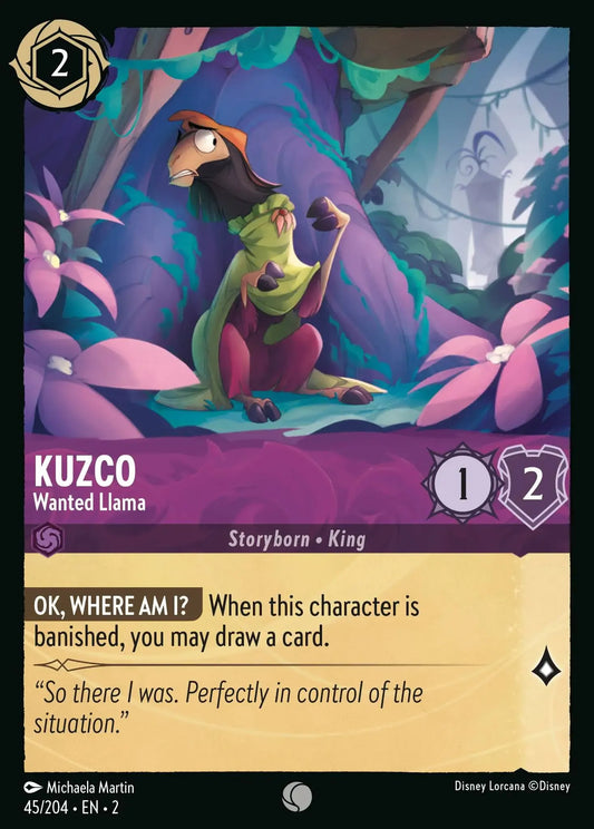 (045) Lorcana Rise of the Floodborn Single: Kuzco - Wanted Llama  Holo Common