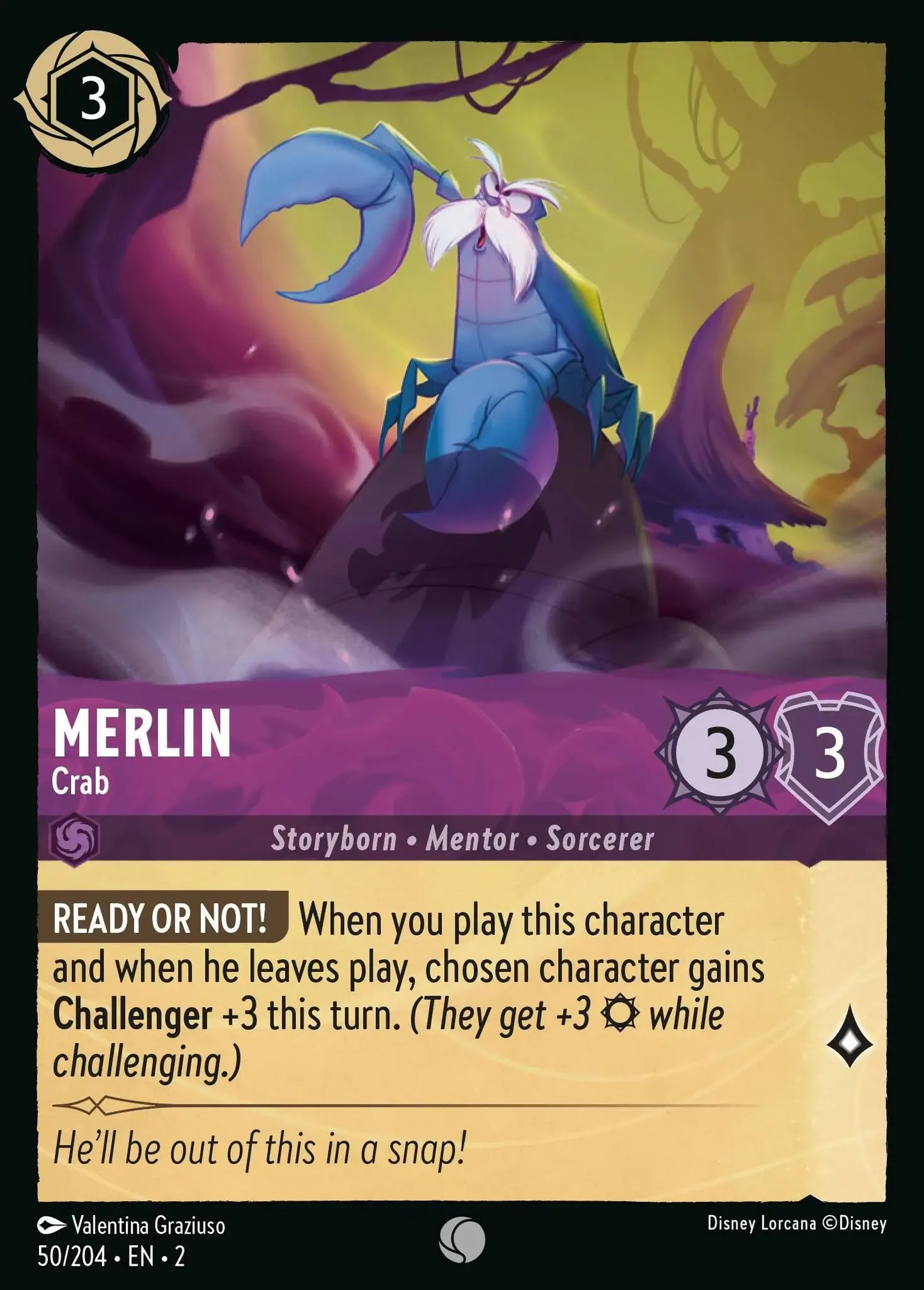 (050) Lorcana Rise of the Floodborn Single: Merlin - Crab  Common