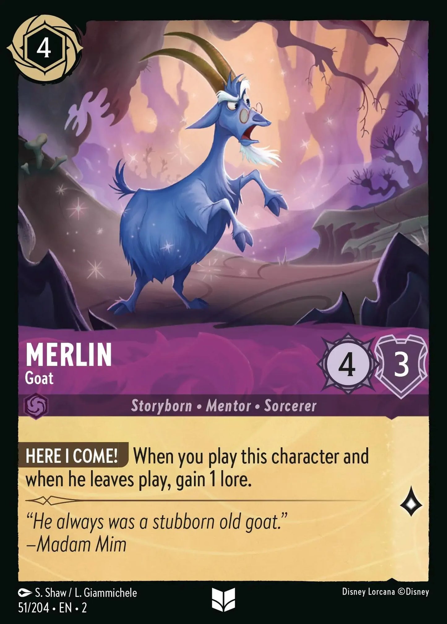(051) Lorcana Rise of the Floodborn Single: Merlin - Goat  Uncommon
