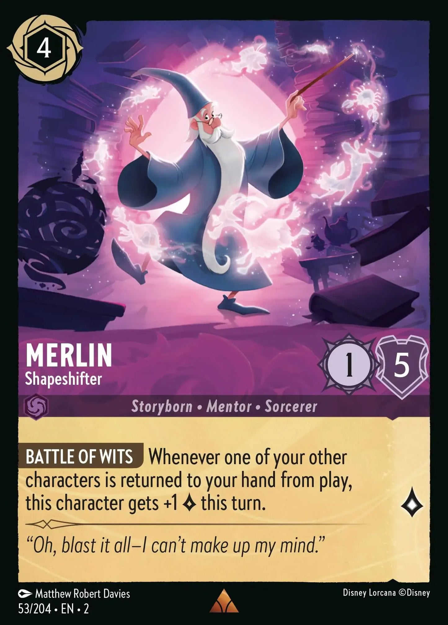(053) Lorcana Rise of the Floodborn Single: Merlin - Shapeshifter  Holo Rare
