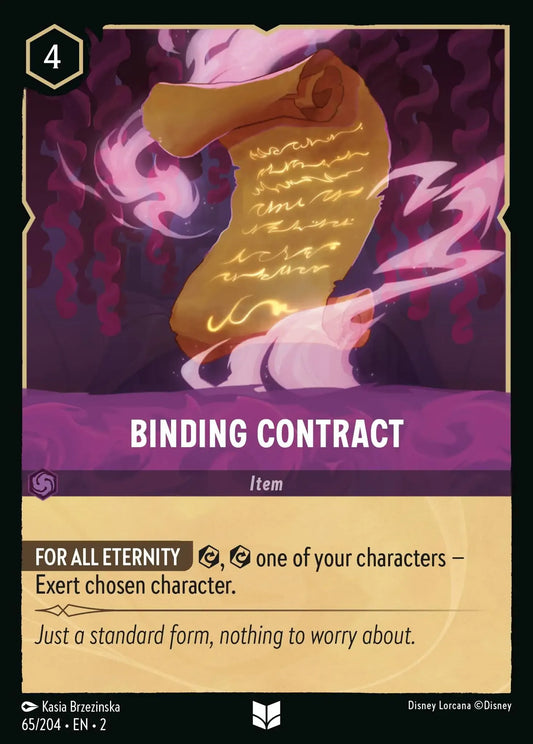 (065) Lorcana Rise of the Floodborn Single: Binding Contract  Holo Uncommon