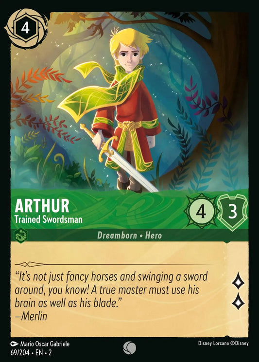 (069) Lorcana Rise of the Floodborn Single: Arthur - Trained Swordsman  Holo Common