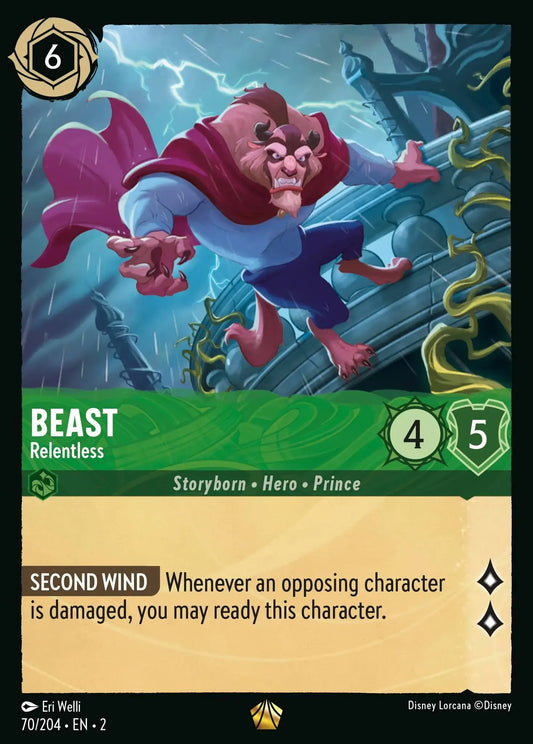 (070) Lorcana Rise of the Floodborn Single: Beast - Relentless (V.1)  Holo Legendary