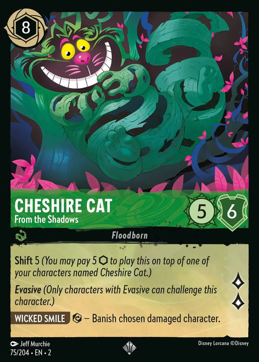 (075) Lorcana Rise of the Floodborn Single: Cheshire Cat - From the Shadows  Holo Super Rare