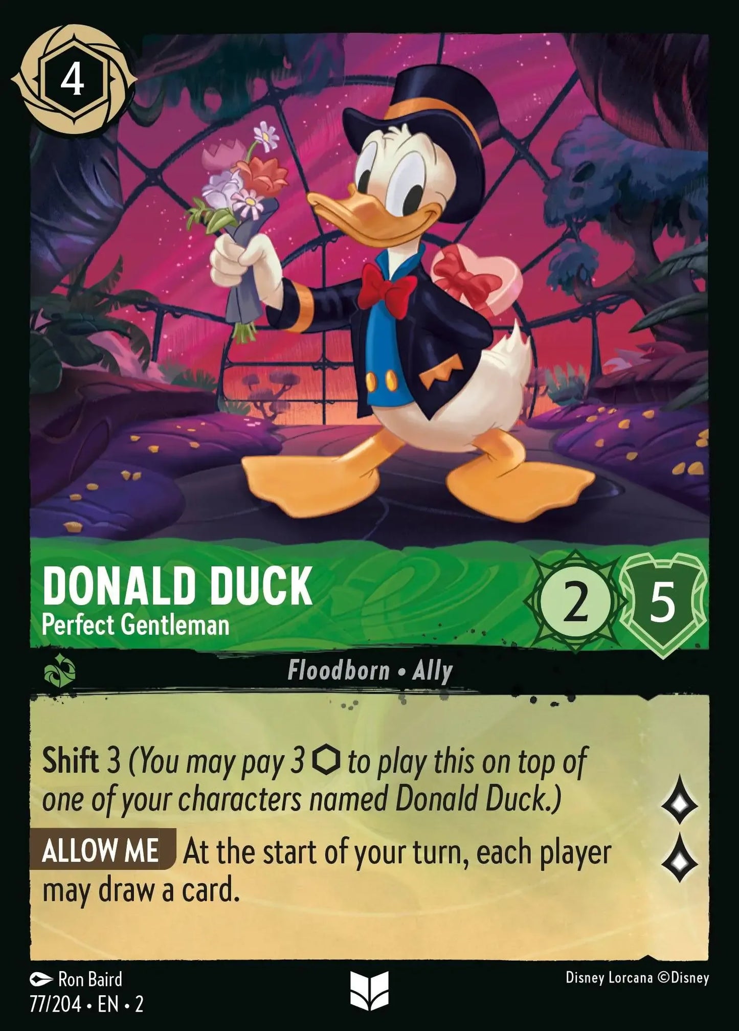 (077) Lorcana Rise of the Floodborn Single: Donald Duck - Perfect Gentleman  Holo Uncommon