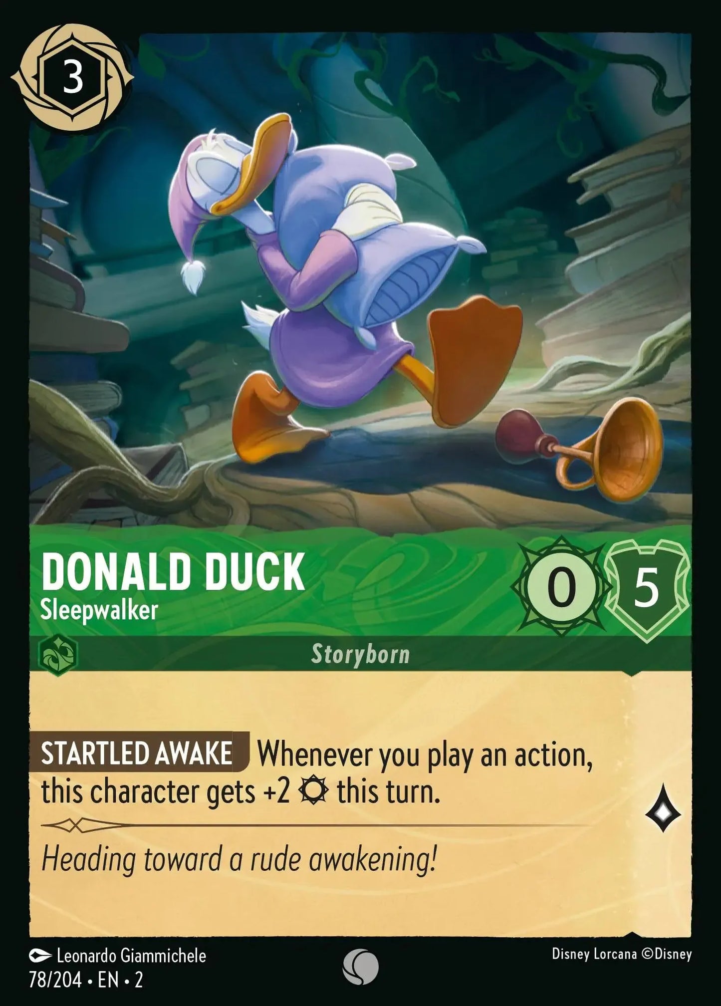 (078) Lorcana Rise of the Floodborn Single: Donald Duck - Sleepwalker  Holo Common