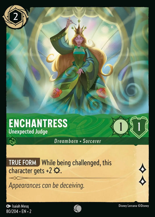 (080) Lorcana Rise of the Floodborn Single: Enchantress - Unexpected Judge  Holo Common