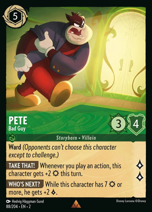 (088) Lorcana Rise of the Floodborn Single: Pete - Bad Guy (V.1)  Holo Rare
