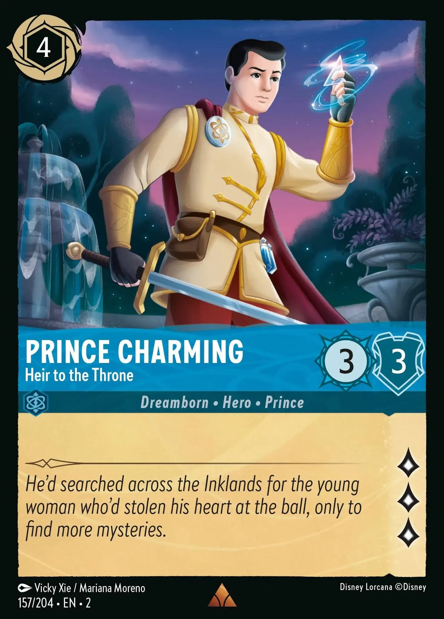 (157) Lorcana Rise of the Floodborn Single: Prince Charming - Heir to the Throne  Rare