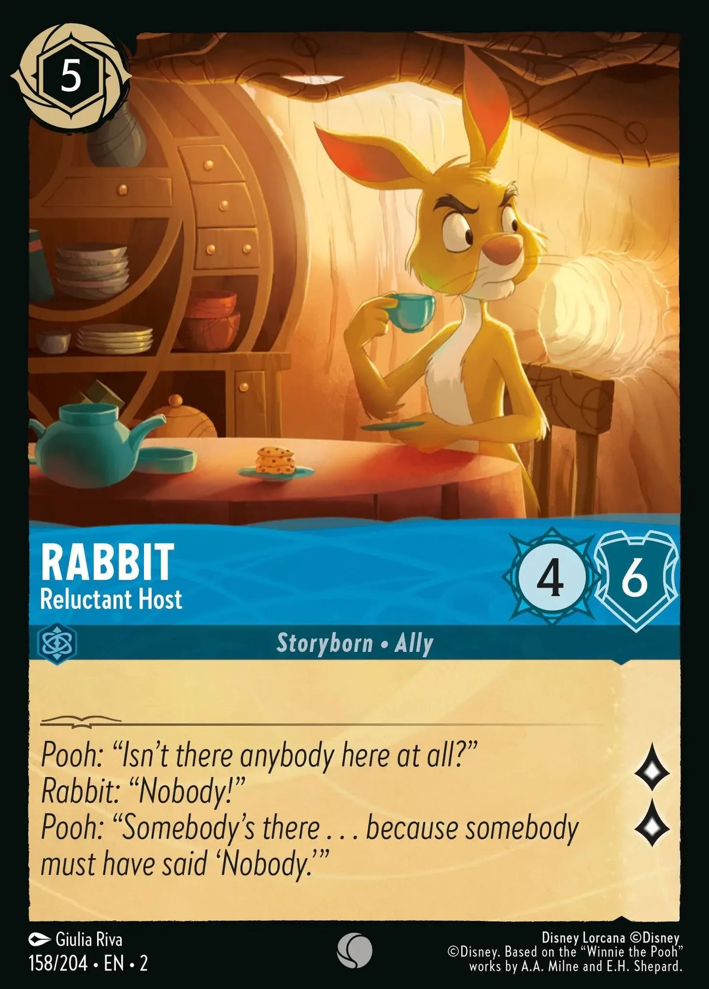 (158) Lorcana Rise of the Floodborn Single: Rabbit - Reluctant Host  Holo Common