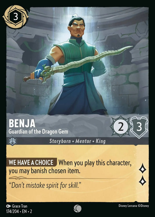 (174) Lorcana Rise of the Floodborn Single: Benja - Guardian of the Dragon Gem  Common
