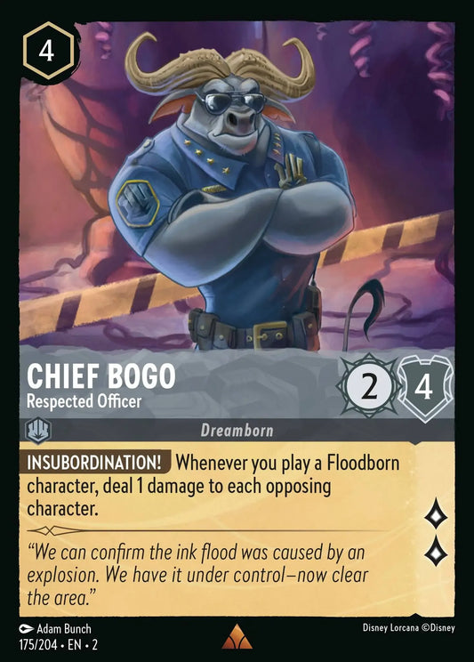 (175) Lorcana Rise of the Floodborn Single: Chief Bogo - Respected Officer  Holo Rare