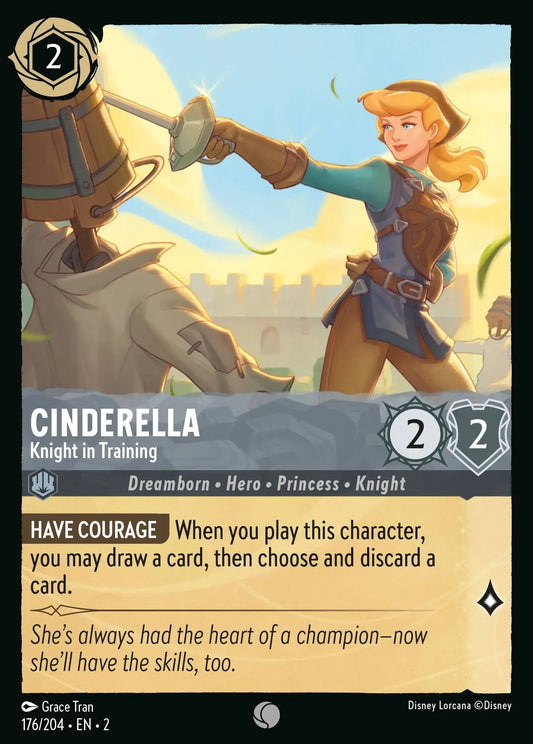 (176) Lorcana Rise of the Floodborn Single: Cinderella - Knight in Training  Holo Common