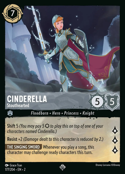 (177) Lorcana Rise of the Floodborn Single: Cinderella - Stouthearted  Holo Super Rare