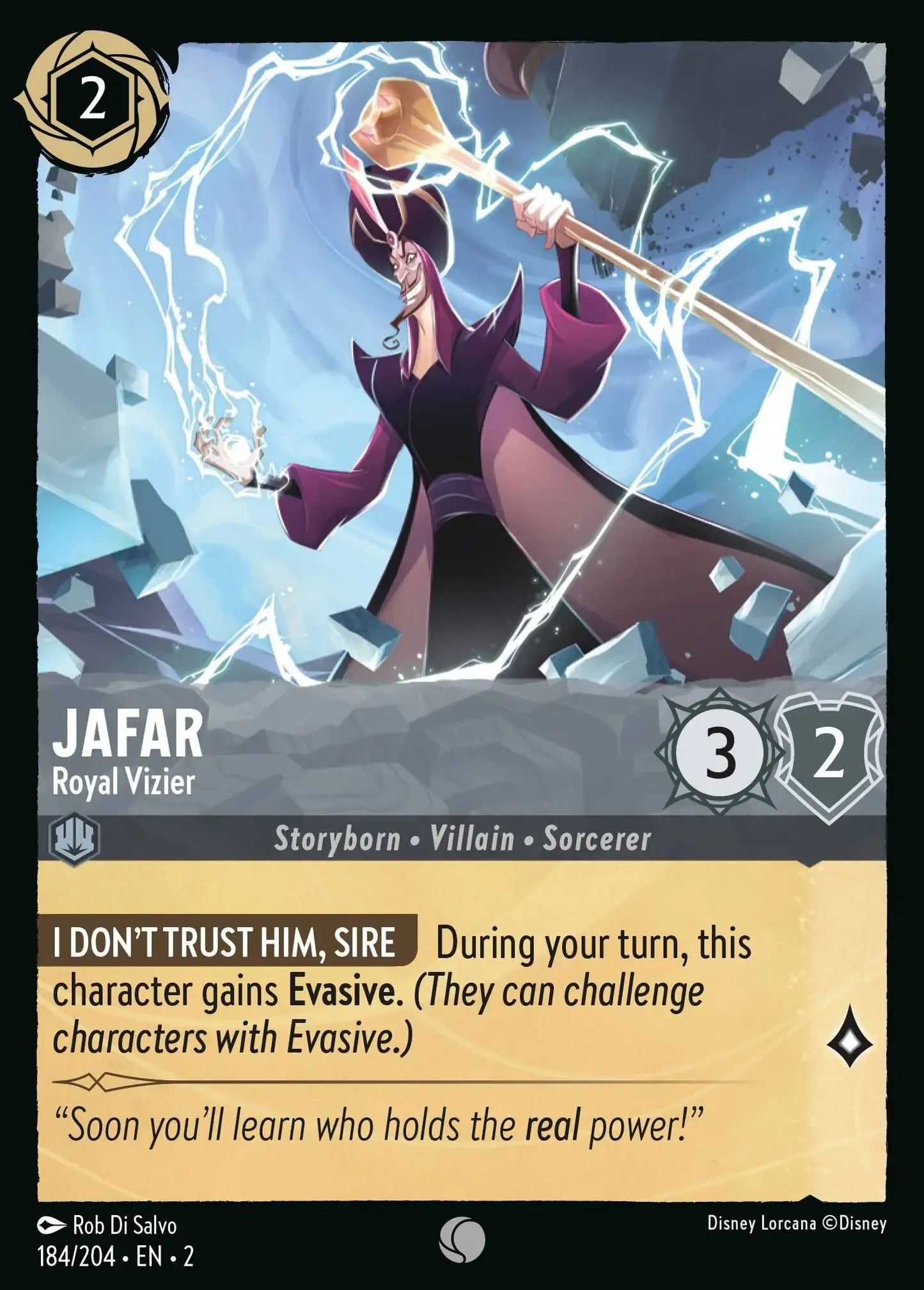 (184) Lorcana Rise of the Floodborn Single: Jafar - Royal Vizier  Holo Common