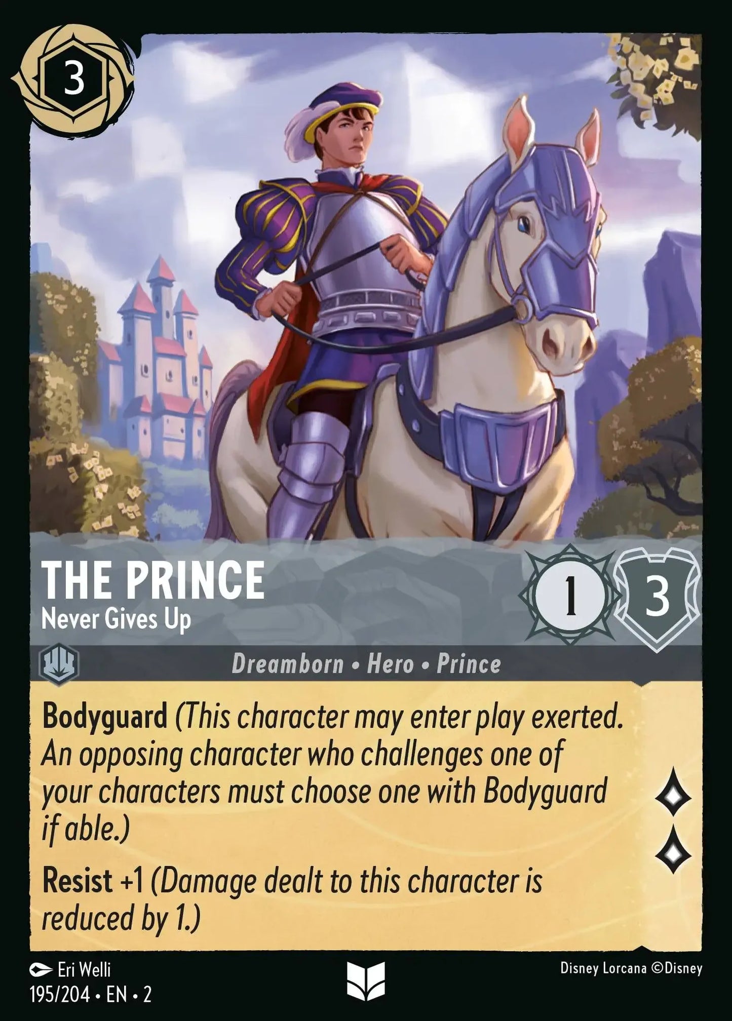 (195) Lorcana Rise of the Floodborn Single: The Prince - Never Gives Up  Uncommon
