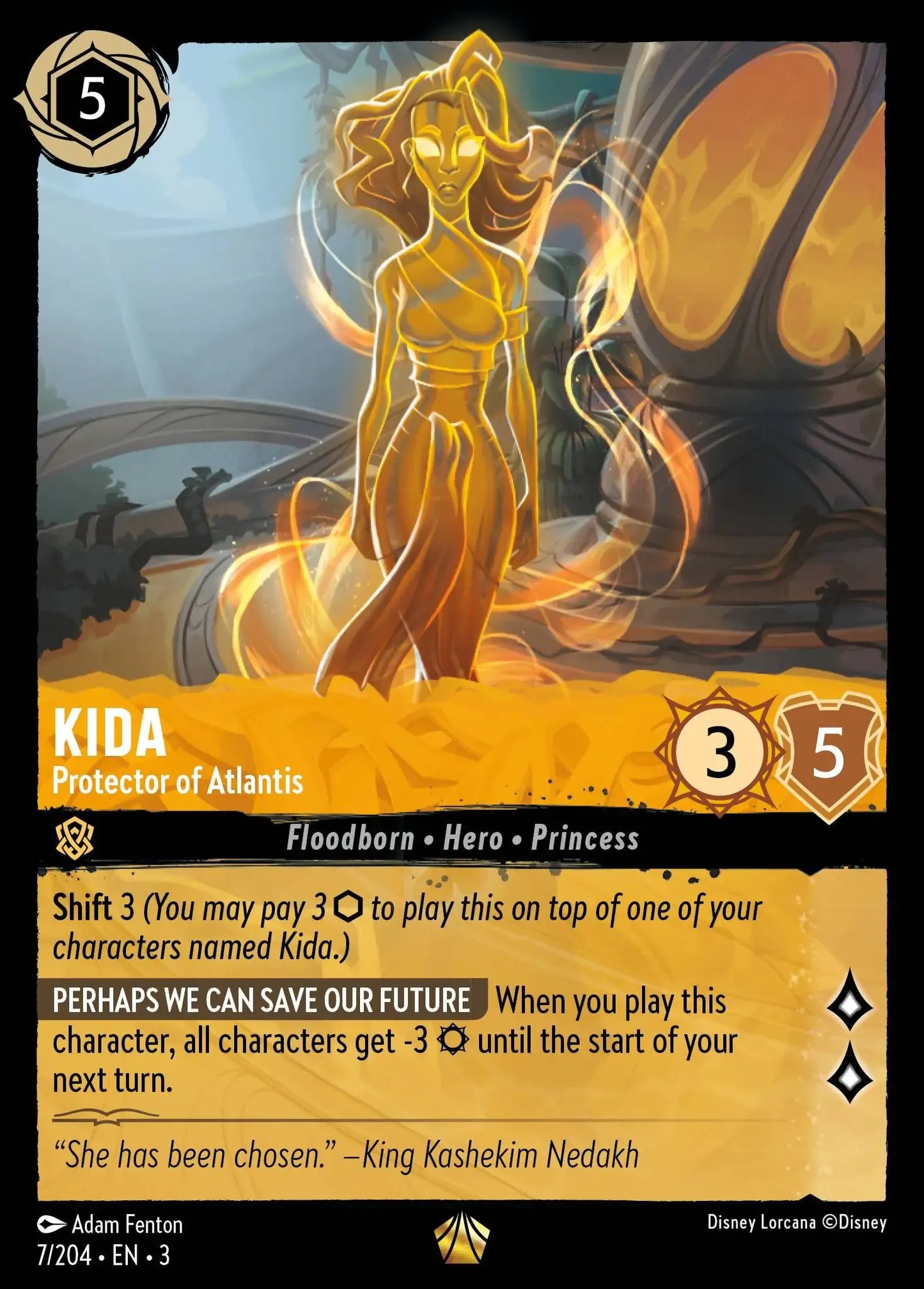 (007) Lorcana Into the Inklands Single: Kida - Protector of Atlantis (V.1)  Holo Legendary