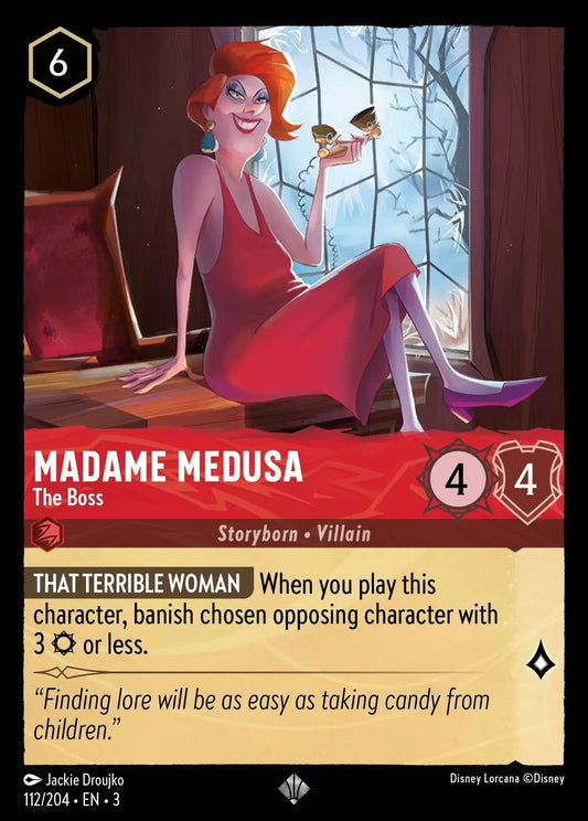 (112) Lorcana Into the Inklands Single: Madame Medusa - The Boss  Holo Super Rare